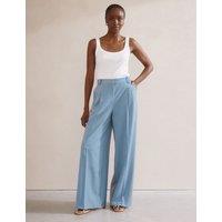 Double Pleat Wide Leg Trousers