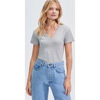 Cotton Rich Ribbed V-Neck T-Shirt