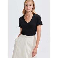 Cotton Rich Ribbed V-Neck T-Shirt