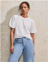 RO&ZO Pure Cotton Puff Sleeve T-Shirt White