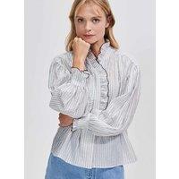 Lyocell Rich Checked Frill Detail Blouse
