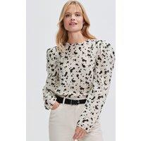 Dalmatian Print Puff Sleeve Blouse