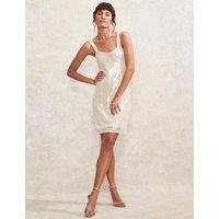 Sequin Square Neck Mini Shift Dress