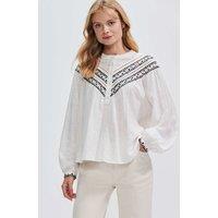 Cotton Rich Embroidered Relaxed Blouse