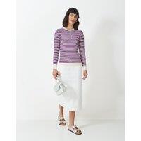 Cotton Rich Cable Knit Striped Jumper