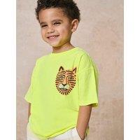 Cotton Blend Tiger Print Oversized T-Shirt (2-8 Yrs)