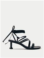 Alohas Curly Leather Kitten Heel Sandals Black