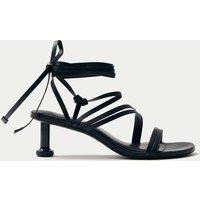 Curly Leather Kitten Heel Sandals