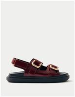 Harper Onix Leather Buckle Footbed Sandals