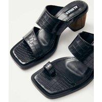 Gabin Leather Croc Asymmetric Mules