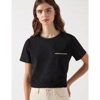 Pure Cotton Plaited Trim Crop T-Shirt
