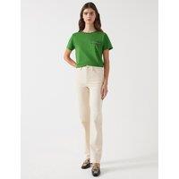 Pure Cotton Plaited Trim Crop T-Shirt