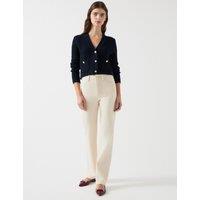 Cotton Rich Ribbed Cropped Cardigan