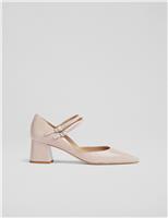 Leather Patent Block Heel Court Shoes