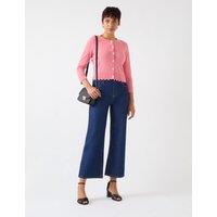 Pure Cotton Crew Neck Cropped Cardigan