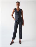 Wool Blend Pinstripe Cropped Waistcoat
