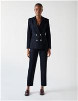 Wool Blend Pinstripe Double Breasted Blazer