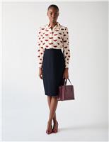 Wool Blend Pinstripe Pencil Skirt