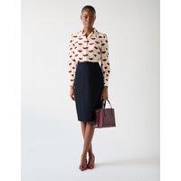 Wool Blend Pinstripe Pencil Skirt
