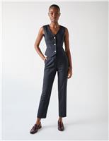 Wool Blend Pinstripe Tailored Trousers