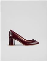 Leather Patent Block Heel Court Shoes