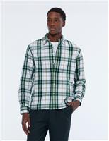 Scotch & Soda Pure Cotton Flannel Check Shirt Dark Green Mix