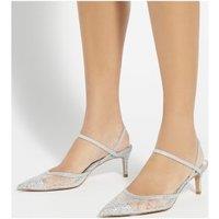Sparkle Mesh Detail Kitten Heel Court Shoes