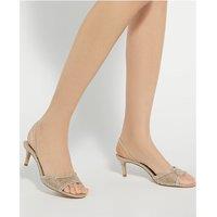 Sparkle Mesh Detail Kitten Heel Sandals