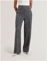 Textured Wide Leg Trousers With Linen