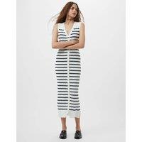 Knitted Striped V-Neck Midi Jumper Dress