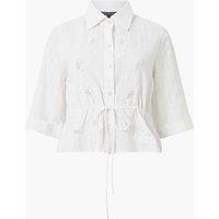 Cotton Rich Embroidered Striped Collared Shirt