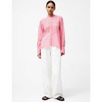 Geometric Band Collar Shirt
