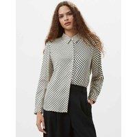 Satin Striped Collared Button Through Shirt