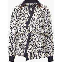 Floral Collared V-Neck Mock Wrap Shirt