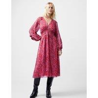 Jacquard V-Neck Midi Waisted Dress