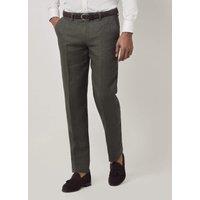 Hawes & Curtis Tailored Fit Italian Pure Linen Trousers Green