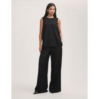 Finery London Elasticated Waist Wide Leg Trousers Black