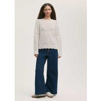 Finery London Pure Cotton Broderie Knitted Top Ivory