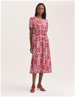 Crepe Printed Midi Tea Dress
