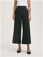 Elasticated Waist Wide Leg Cropped Trousers