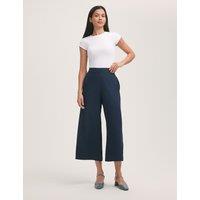 Elasticated Waist Wide Leg Cropped Trousers