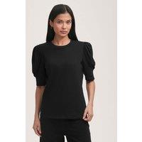 Finery London Jersey Puff Sleeve T-Shirt Black