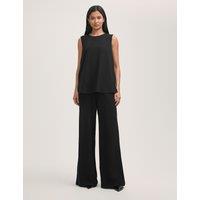 Finery London Crepe Round Neck Shell Top Black
