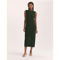 Finery London Pure Cotton Knitted Midi Bodycon Dress Khaki