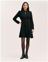 Finery London Collared Knee Length Skater Dress Black