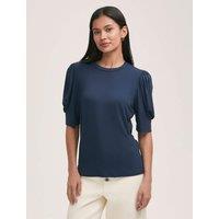 Finery London Jersey Puff Sleeve Top Navy