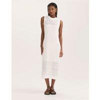Finery London Pure Cotton Knitted Midi Bodycon Dress Natural