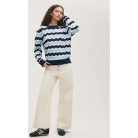 Pure Cotton Striped Crew Neck Jumper
