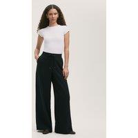 Finery London Drawstring Relaxed Wide Leg Trousers Black