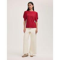 Finery London Jersey Puff Sleeve Top Red
